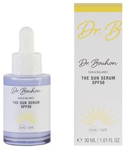 Dr. Bouhon THE SUN SERUM SPF50 – (30ml) – leichtes Sonnenschutz-Serum für das Gesicht mit UVA/UVB Schutz & Vitamin E, feuchtigkeitsspendend & schnell einziehend