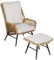Outsunny Rattan Relaxsessel mit Fußhocker Outdoor Rattanstuhl mit Verstellbarer Rückenlehne Kissen, Gartensessel für Balkon Garten, Polyester, Stahl, Natur