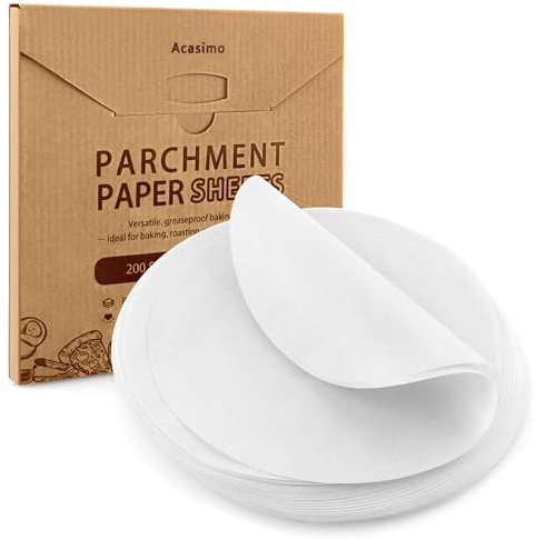 200Pcs Parchment Paper Rounds, 12 Inch Baking Parchment Circles, Precut Baking Sheets Round, Burger Patty Paper Liners for Tortilla Press, Cake Pan, Air Fryer, Springform Pan, Pizza Pan, Cake Cookie