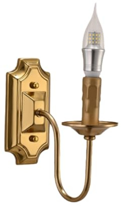 Sxmrmnx 3W Vintage Candlestick Wall Sconce E14 Base Metal Wall Light for Fixture Bedroom Living Room Hallway Bronze