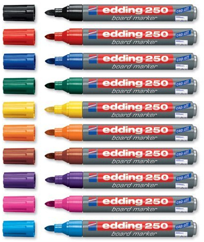 edding 250 Whiteboardmarker 10 Whiteboard Stifte - Rundspitze 1,5-3 mm - Boardmarker abwischbar - für Whiteboard, Flipchart, Magnettafel, Pinnwand, Memoboard - Sketchnotes - (Sortiert)