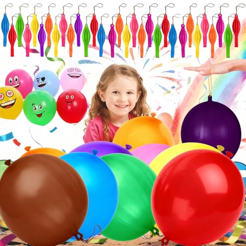 Rliocvhe 36 Stück XXL Punch Luftballons 46CM, Robuste Perforierte Luftballons, Riesen Verdickung Große Bunte Luftballons Bunt für Party-Spiel, Bunte Balloon Spiel für Geburtstag Partyzubehör