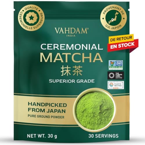 VAHDAM Ceremonial Matcha Green Tea Powder 1.06 oz | Certified Ceremonial Grade Japanese Matcha | Handpicked from Uji, Japan | Smooth & Balanced Taste
