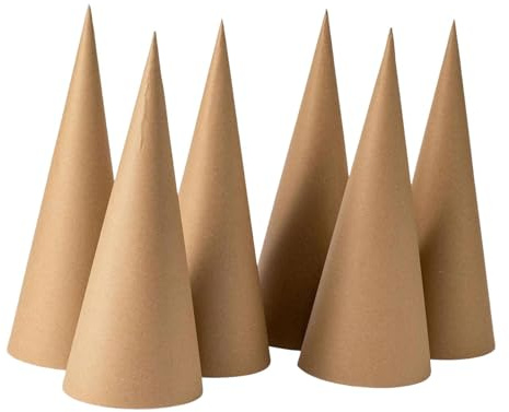 Dickly 6 Stück Pappmaché-Kegel, Bastelkegel, für Kinder und Erwachsene, 30 cm, Weihnachtsbaum-Dekoration, offener Boden, zum Verschönern der Feiertage