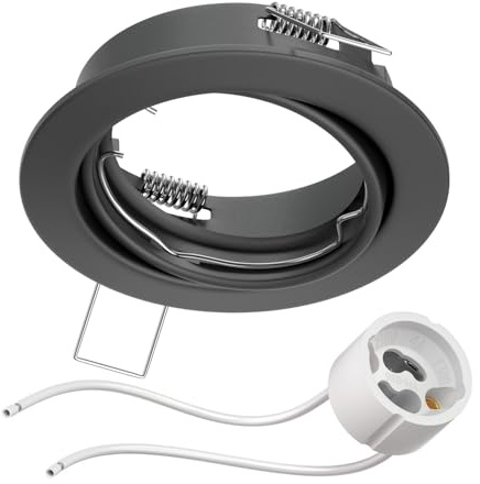 ledscom.de Decken-Einbaurahmen FERE Einbaurahmen anthrazit matt schwenkbar (LED/Halogen/GU10/MR16/PAR16/50mm) inkl. GU10 Fassung