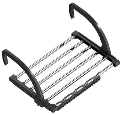 JCSRYD Tablette Radiateur sans Percer, Étendoir à Linge Portable, Séchoir à Linge Pliable en Métal à Fixer sur Porte ou Fenêtre, pour L'intérieur et L'extérieur(50 * 35cm/20 * 14in)