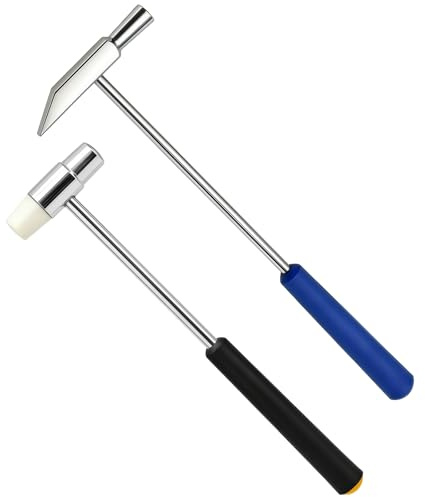 NAUZE 2Pieces Mini Hammer Dual Head Small Mallet Double Face Small Plastic Metal Hammer with Black and Blue Handle for Jewelry Watch Handcraft