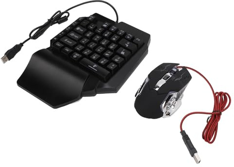 RASTKY RGB-Einhand-Gaming-Tastatur und Maus-Kombination mit Hintergrundbeleuchtung für Zuhause, Verbindung, Keine Latenz, ABS-Kunststoff, Schlafsaal, Büro