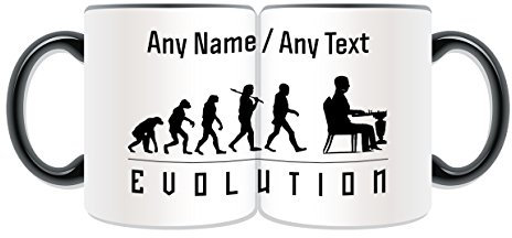 Regalo personalizado – Taza de ajedrez con diseño de evolución en color con cualquier nombre en un único – Juego olímpico de juego deportivo, tablero de ajedrez King Rook Queen Pawn Knight Bishop