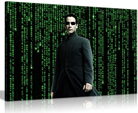Panther Print The Matrix Movie Neo Quellcode Kunstdruck auf Leinwand, Grün und Schwarz, 91 x 61 cm
