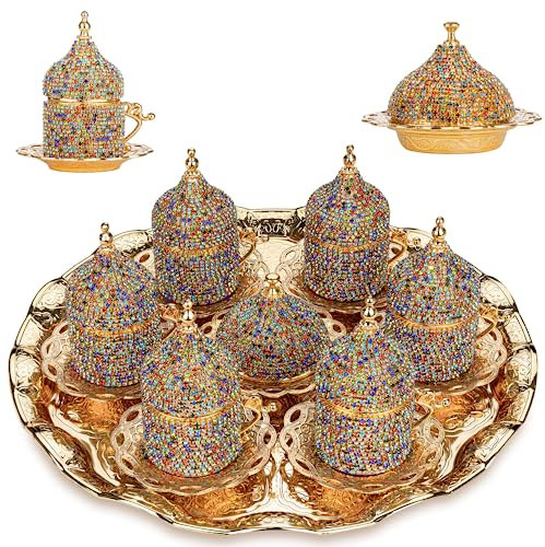Lot de 27 tasses à café turc grecque arabe en cristal (mélange de couleurs)