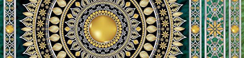 ForWall Fototapete Küche Vlies Tapete Golden Mandala in Smaragd Wanddeko VEK (250cm. x 60cm.) AMF10121VEK Mandala Indien Indisch Orient orientalisch Gold