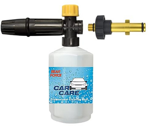 Boquilla de espuma de espuma para nieve para lavadora a presión con botella de 0,6 l y punta de 1,1 mm, compatible con limpiadores domésticos de alta presión Nilfisk y Stihl