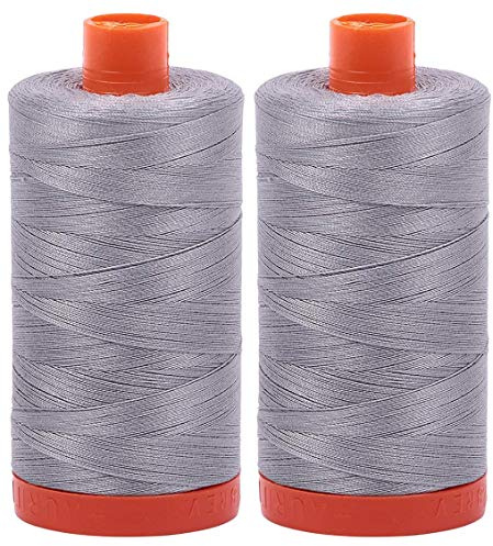 2-Pack - Aurifil 50WT - Mist (2606) Solid - Mako Cotton Thread - 1422 Yards Each ...