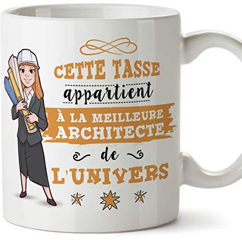 Mugffins architecte. Tasses Originales de café et Petit-déjeuner à Donner Travailleurs Professionnels - Cette Tasse Appartient à la Meilleure Architecte de l'univers - Céramique 350 ML