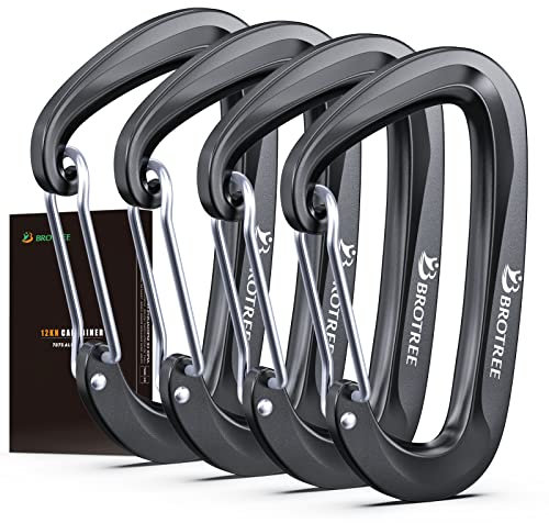 Brotree Karabiner mit 1200kg Belastbarkeit Schwerlast 12KN Karabinerhaken Schnellverschluss für Hängematten, Camping, Wandern, Rucksack