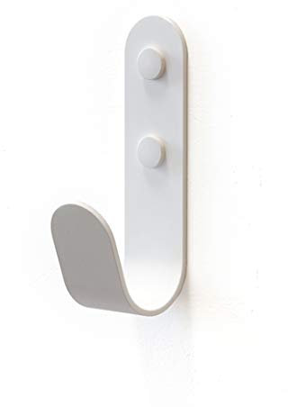 The Hairpin Leg Co. [HLC] Metal J Wall Hook. Chunky Modern Playful Coat Hook - White