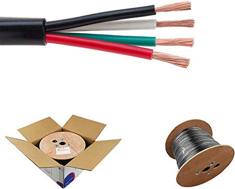 Satmaximum Outdoor Speaker Cable 16 AWG Direct Burial UV Protection Rated Audio Water Proof Wire (500 Feet, 16/4)