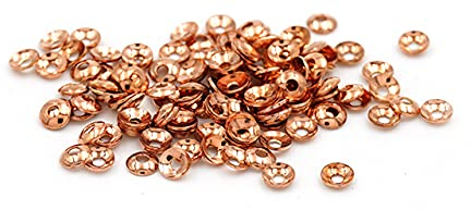 Vintageparts runde Perlkappen aus Messing in Peachy roségoldfarben 3mm 50 Stück Schmuck selber Machen Perlenzubehör Perlenkappen Perlkäppchen rosé roségold