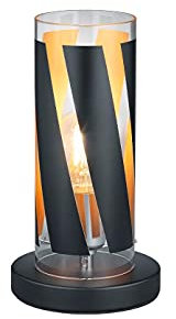 Reality Leuchten Tischleuchte Farina R50900132, Metall Schwarz matt, Glas schwarz/gold/klar, exkl. 1x E27