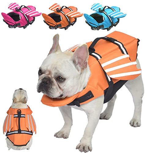 Fragralley Gilet de sauvetage pour chien de petite, moyenne et grande taille, design unique avec ailes pour la natation, la piscine, la plage, le bateau