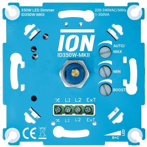 Ion Industries 350 Watt Digitaldimmer - Wandschalter mit zeitlosem Design, professioneller dimmbarer Lichtschalter, Ein- und Ausschalter und Drehknopf, geeignet für alle Marken von Frontplatten