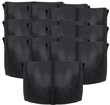 INTIRILIFE 10x Pflanzsack aus Vlies Stoff 38 Liter -10 Gallon- 40 x 30 cm- Pflanzen Übertopf mit Tragegriffen für Garten, Gewächshaus - Pflanzkübel Pflanzgefäß Pflanzbeutel Pflanztasche Kartoffelsack