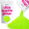 Hemway Ultra Sparkle Glitter - Fluorescent Green | Ultrafine Metallic Flakes for Resin & Epoxy Crafts | Supplies for Tumblers, Festival, Hair, Face, Body, Eye & Nail Art Decoration | 100 g