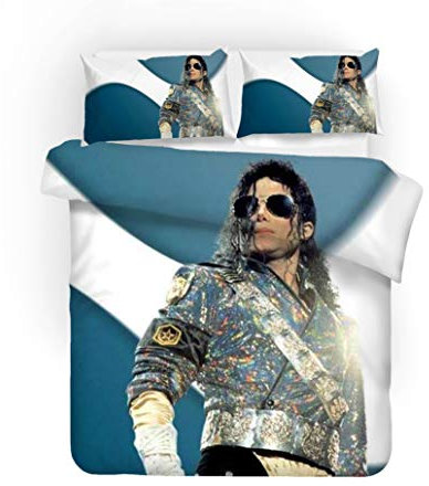 NICHIYO Michael Jackson Bettwäsche Set - Bettbezug und Kissenbezug,Mikrofaser,3D Digital Print dreiteiliger Bettwäsche(Bettbezug + Kissenbezüge) (2,Single 135 * 200cm)