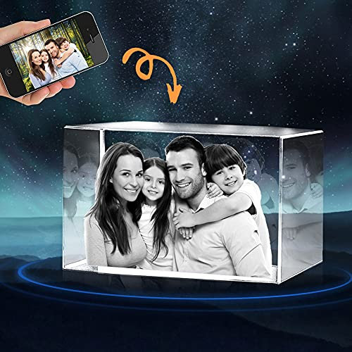Foto de cristal cubo con base LED gratuita, imagen personalizada grabada con láser 3D para personalizar (30x30, 1)