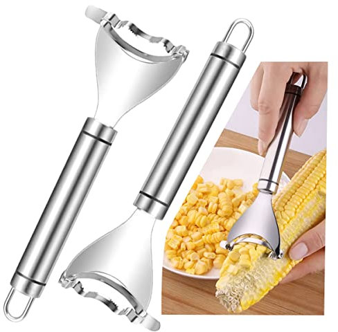 2 Pcs Corn Peeler Corn Planer Thresher Stainless Steel Corn Peeler for Corn On The Cob Corn Kernel Remover Tool Magic Corn Stripper Tool Corn Cutter Corn Scraper with Ergonomic Handle for Kitchen