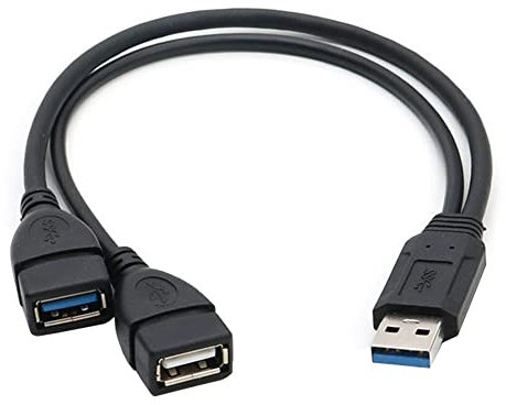 SELIACR Adaptateur USB 3.0 vers 2*USB Femelle, USB Mâle vers USB 3.0 Femelle et USB 2.0 Femelle, Double Port de Charge/Port Unique de Transfert de Données Répartiteur USB Câble d'extension USB 30cm