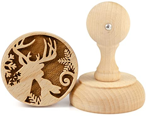 Folkroll Keksstempel Hirsch, Ø 60 mm, Cookiestempel, Backstempel, Keks, Stempel, Motiv, Buchenholz, 336878