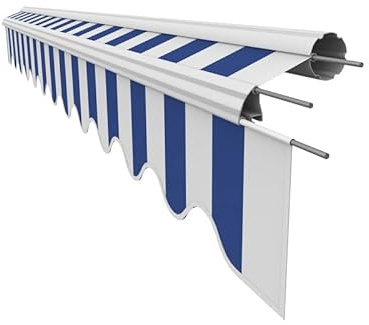 Leudus Markisenstoff mit Volant für 3 x 2 m Markisen-Ersatzstoff Markisentuch Markisenbespannung Markisentuch Sonnenschutz fertig genäht Maß Tuch 2,82 x 2 m Volant 2,82 x 0,21 m Design SPD022