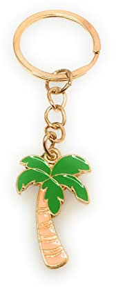 FizzyButton Gifts Palm Tree Keyring Key Ring with Enamel Charm and Gold Tone Keychain