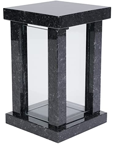 KOKA Grab-Lampe Granit Nero Angola Friedhof-Leuchte Grab-Schmuck hochwertig Schwarz