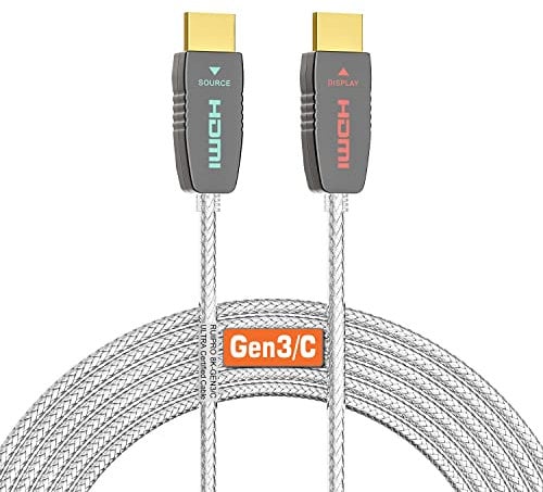 RUIPRO Câble HDMI 8K Fibre Optique Certifié 15M, HDMI 2.1 Ultra High Speed 48Gbps 8K@60Hz 4K@120Hz Dynamique HDR/eARC/HDCP 2.2 & 2.3 Compatible avec Xbox, PS9, LG/Samsung/Sony TV