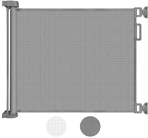 Looxii Barrera Puertas de Seguridad Niños 0-140 cm Retráctil Puerta Seguridad Bebé Extensibles Barreras Escalera Vallas para Puerta y Escalera Gris