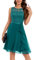 Berylove Robe de cocktail élégante pour femme avec ourlet à volants, robe de soirée courte en dentelle pour mariage, Vert paon, M