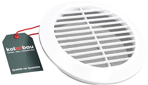 KOTARBAU® Lüftungsgitter ⌀ 150 mm Rund Flansch Weiß Belüftung Insektenschutzgitter Lamellengitter Belüftungsgitter Rohranschluss Abluftgitter Gitter Lüftung Kunststoff Wetterschutzgitter