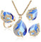 TOEECY Schmuckset für Damen und Mädchen Kristalle Pfau Anhänger Halskette Ohrringe Ringe Set Schmuck Set Zirkonia Geschenk Brautschmuck(Blau)