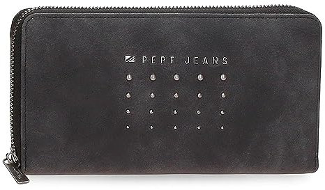 Pepe Jeans Holly Geldbörse mit Kartenfach, Schwarz, 19,5 x 10 x 2 cm Kunstleder, Schwarz, Talla única, Brieftasche mit Kartenfach