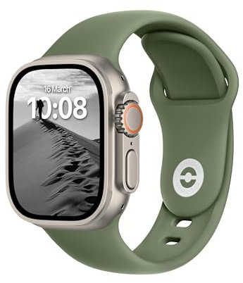 ELETTRONEO SB Correa Deportiva para Apple Watch Ultra 2 49mm, Series 10 46mm, 9 8 7 45mm 41mm, SE 6 5 4 44mm 40mm, 3 2 1 42mm 38mm Pulsera Strap, Verde Oliva