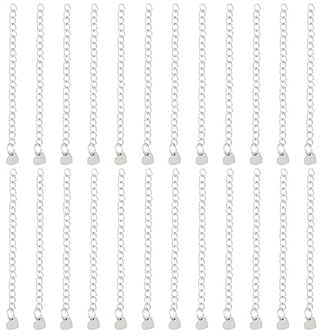 UNICRAFTALE 30 STK 60mm Armband verlängerung Kette 304 Edelstahl Kettenverlängerung Mit Herz Anhänger Metall Schmuck Verlängerungskette Kettenverlängerung Für Halskette Armband Schmuckherstellung