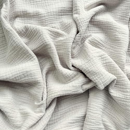 Textrend Doppelter Gaze-Musselin Stoffe Meterware - Stoff zum Nähen - Musselin - Weiches Antiallergisches Material - Textilien 1x1.45m - Stoffe Meterware (Natürliche)