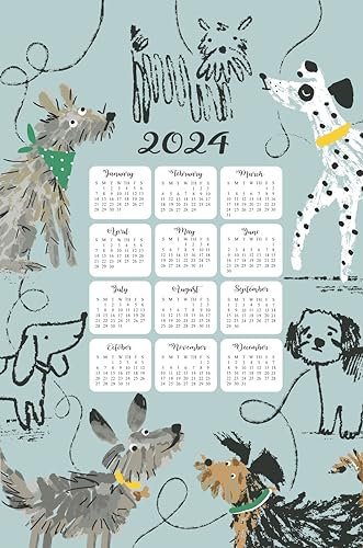 Ulster Weavers Geschirrtuch aus 100 % Baumwolle, limitierte Auflage, Hundetage, Kalender 2024