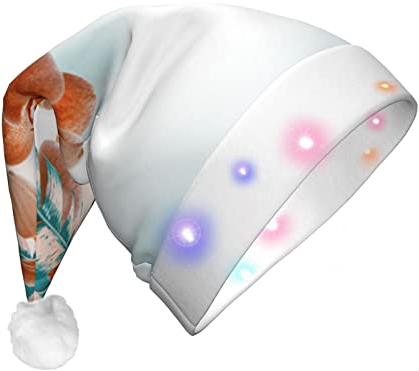 Blaugrün und orange Orchidee Weihnachtsmütze Led Weihnachtsmütze Für Erwachsene Weihnachtsmütze Für Heiligabend Geschenke Neujahr Festliche Urlaub Party Supplies