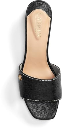 Lauren Ralph Lauren Damen Fay Tumbled Leather Sandale, Schwarz, 40 EU