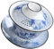 HEMOTON 1 Juego Porcelana Gaiwan Taza De Flores Antiguas Taza y Plato De Té De Kung Fu De Porcelana Taza De Te Chino Porcelana China Gaiwan Sopera Azul y Blanca Delicado Viajar Cerámica