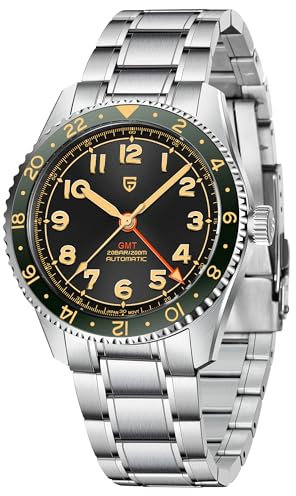 Pagani Design 1784 Montre Homme GMT mécanique Automatique pour Homme avec Bracelet en Acier Inoxydable Mouvement Japon NH34A Verre Saphir Étanche Lumineux Classique Entreprise